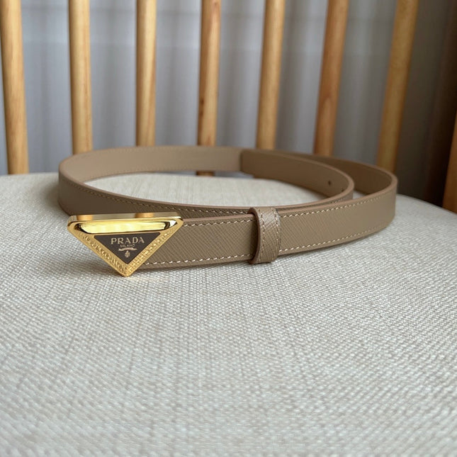 PRADA 25S BELT 20 MM IN BEIGE BROWN CALFSKIN 571384