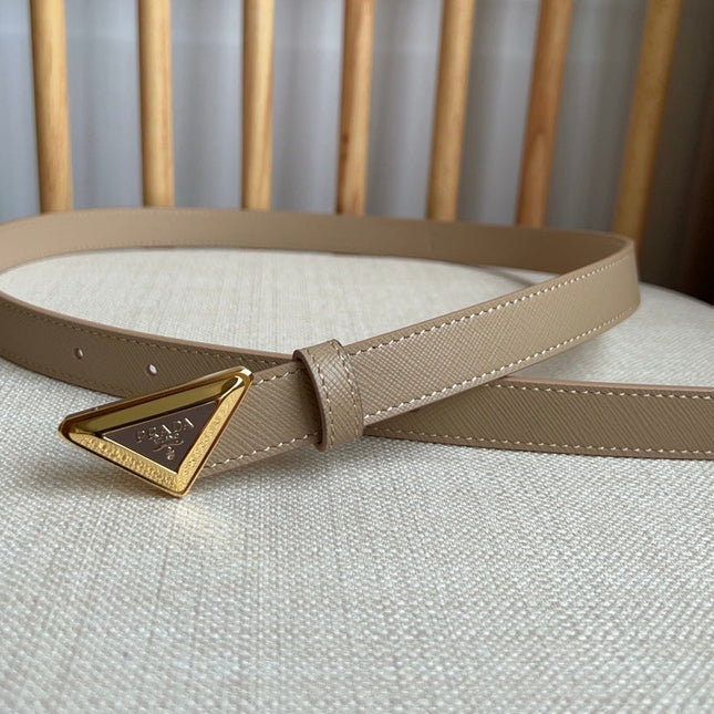 PRADA 25S BELT 20 MM IN BEIGE BROWN CALFSKIN 571384