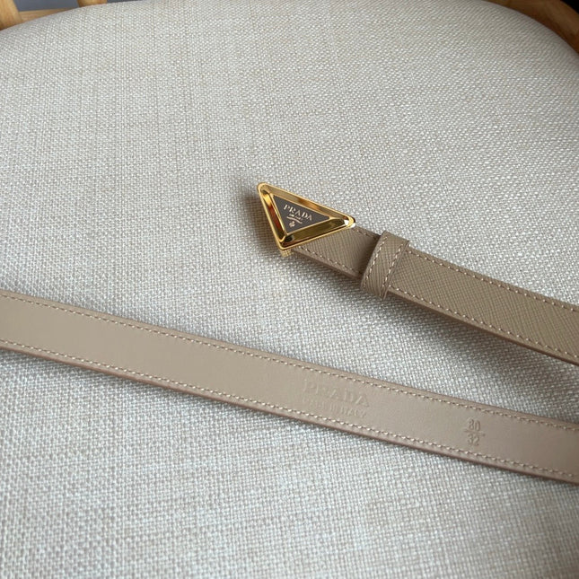 PRADA 25S BELT 20 MM IN BEIGE BROWN CALFSKIN 571384