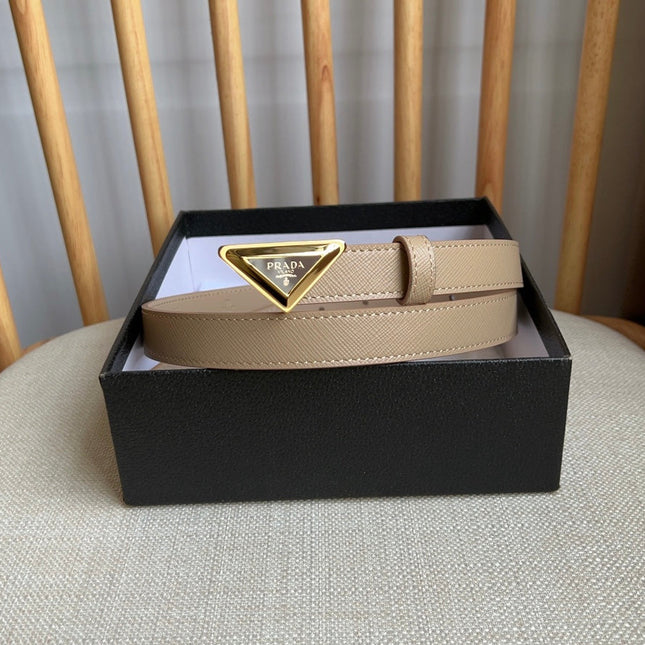 PRADA 25S BELT 20 MM IN BEIGE BROWN CALFSKIN 571384