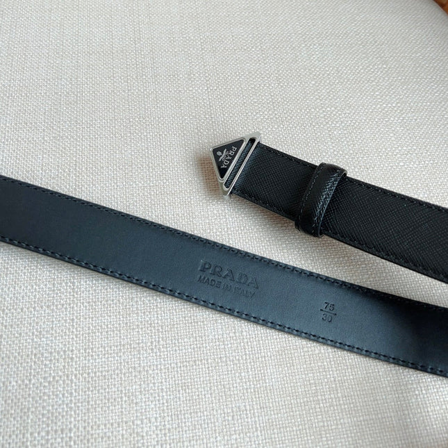 PRADA 25S BELT 30 MM IN BLACK CALFSKIN 595010