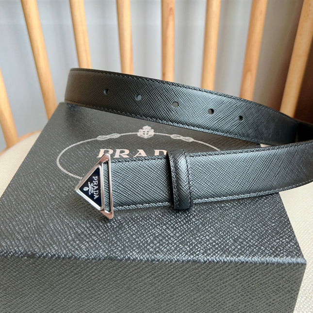 PRADA 25S BELT 30 MM IN BLACK CALFSKIN 595010