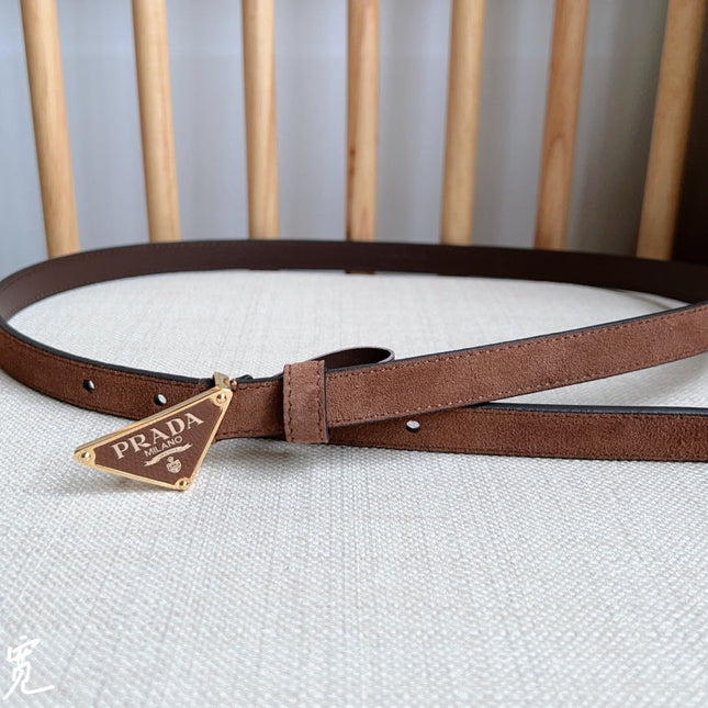 PRA TRIANGLE LOGO BELT IN BROWN SUEDE