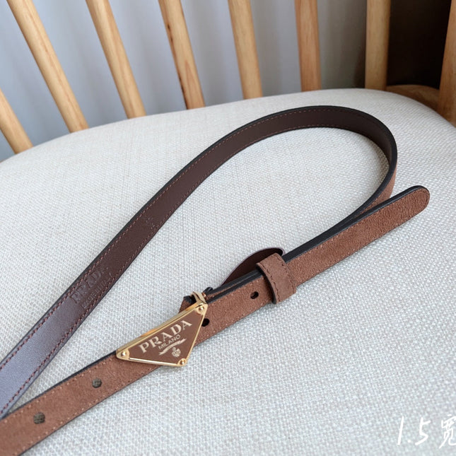 PRA TRIANGLE LOGO BELT IN BROWN SUEDE