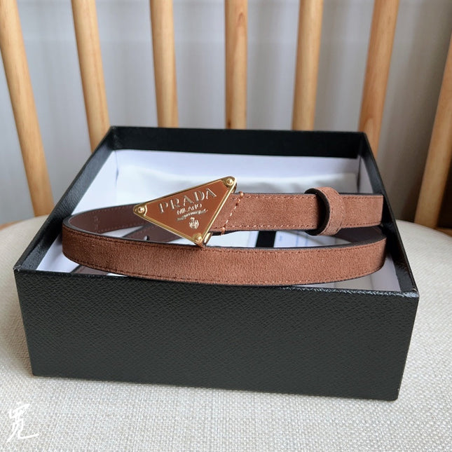 PRA TRIANGLE LOGO BELT IN BROWN SUEDE