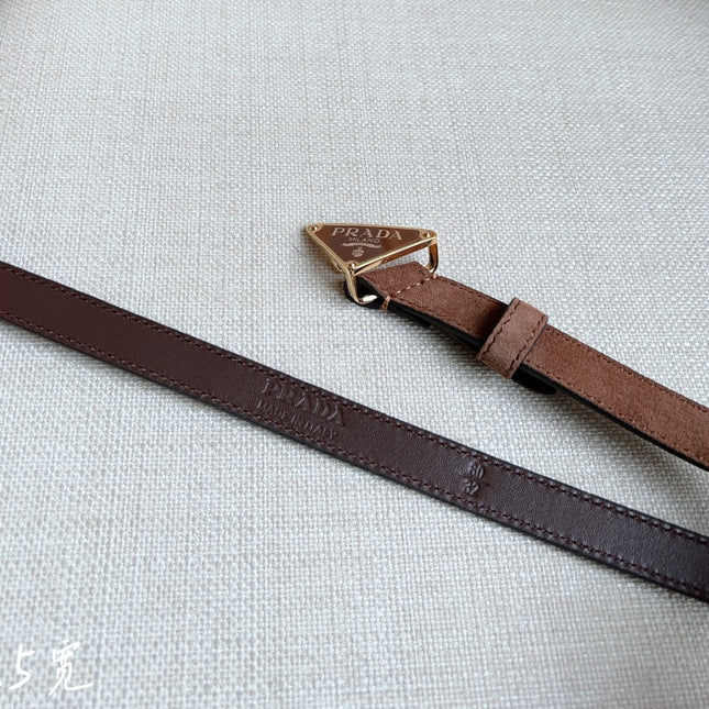 PRA TRIANGLE LOGO BELT IN BROWN SUEDE