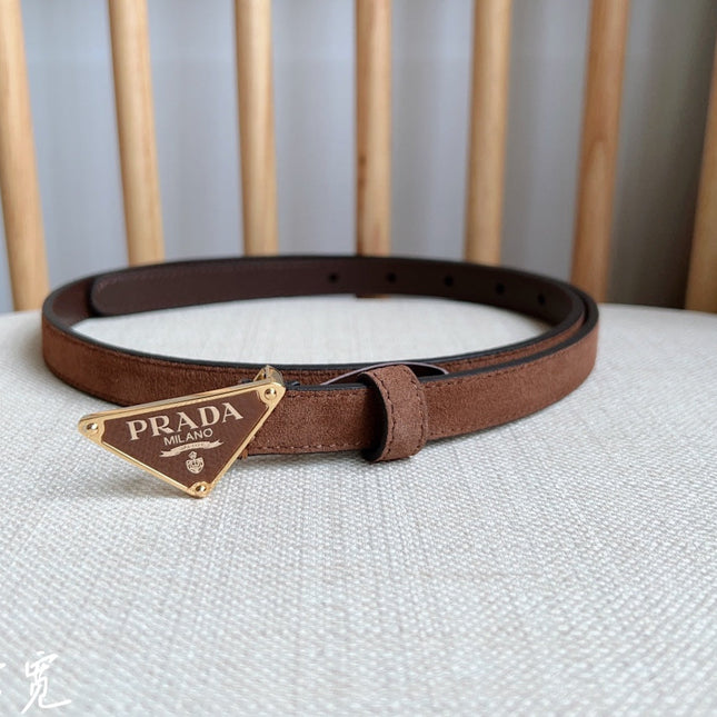 PRA TRIANGLE LOGO BELT IN BROWN SUEDE