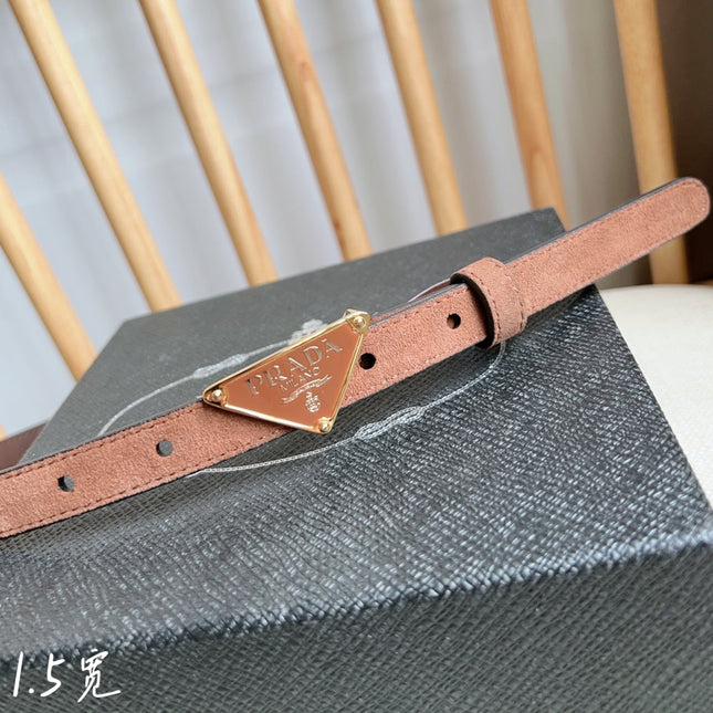 PRA TRIANGLE LOGO BELT IN BROWN SUEDE