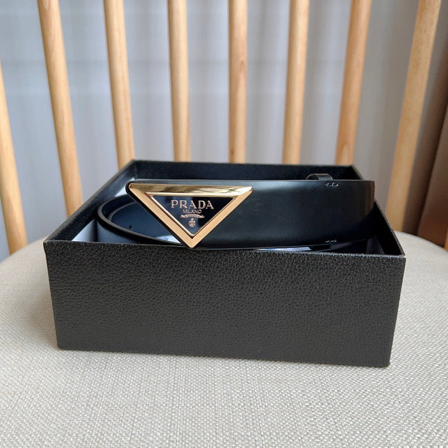 PRADA 25S BELT 33 MM IN BLACK CALFSKIN 551858
