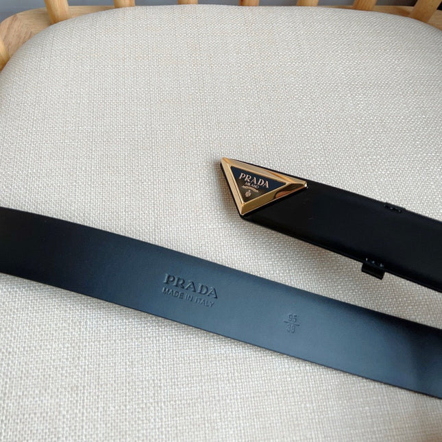 PRADA 25S BELT 33 MM IN BLACK CALFSKIN 551858