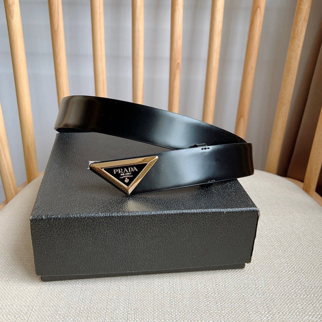 PRADA 25S BELT 33 MM IN BLACK CALFSKIN 551858