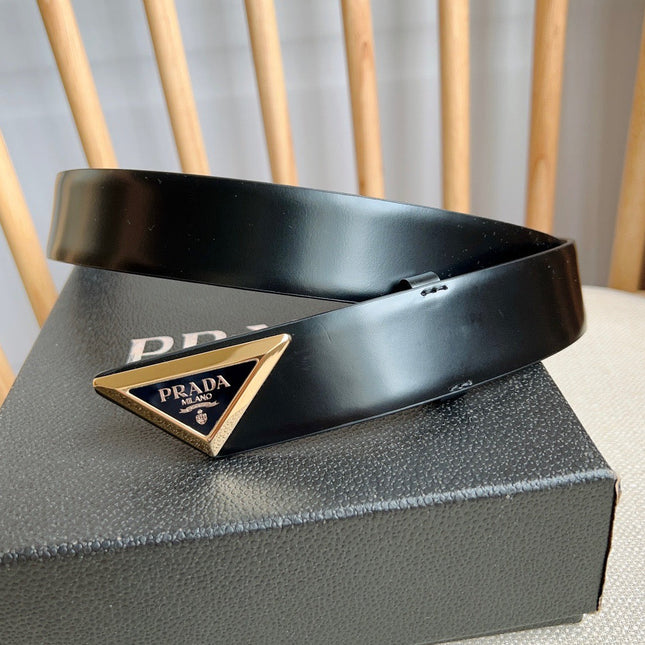 PRADA 25S BELT 33 MM IN BLACK CALFSKIN 551858