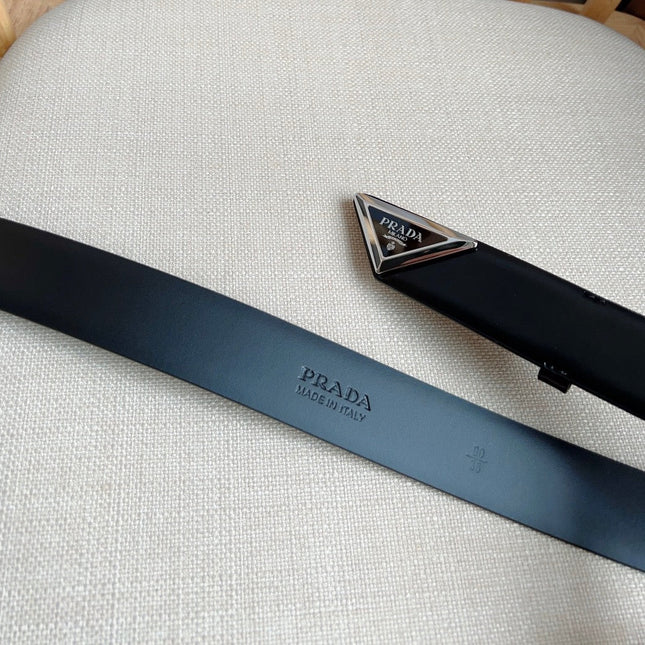 PRADA 25S BELT 33 MM IN BLACK CALFSKIN 551859