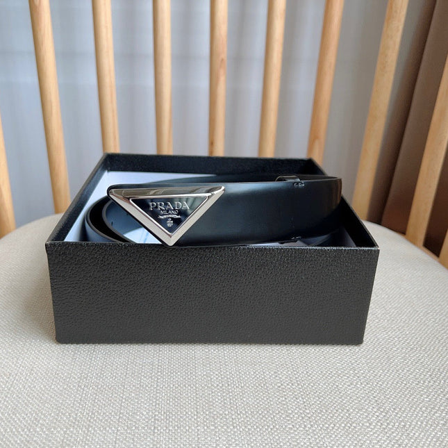 PRADA 25S BELT 33 MM IN BLACK CALFSKIN 551859