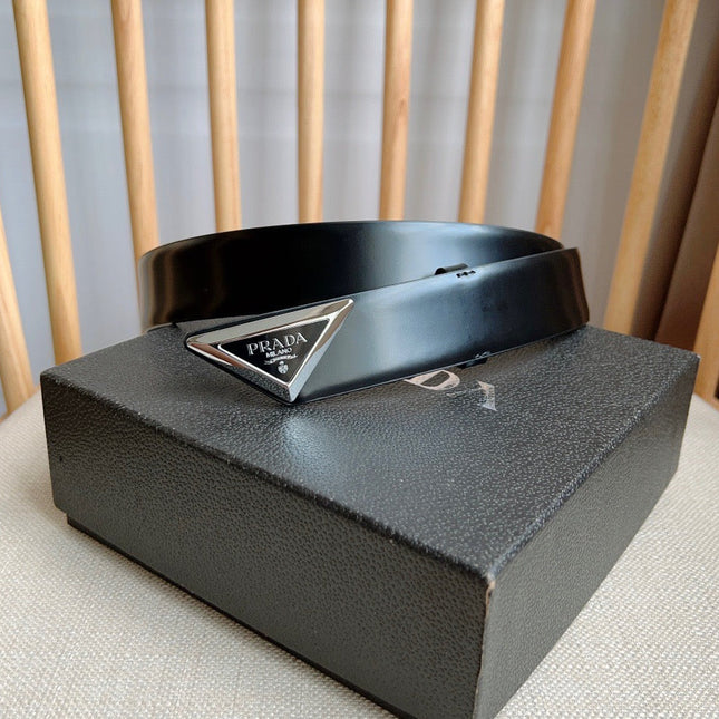 PRADA 25S BELT 33 MM IN BLACK CALFSKIN 551859