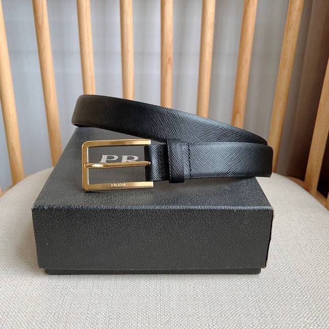 PRADA 25S BELT 30 MM IN BLACK CALFSKIN 580045