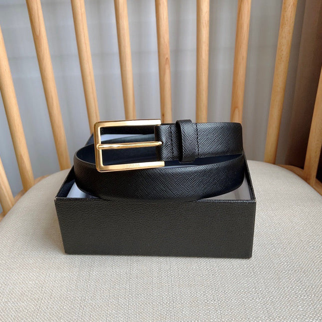 PRADA 25S BELT 30 MM IN BLACK CALFSKIN 580045