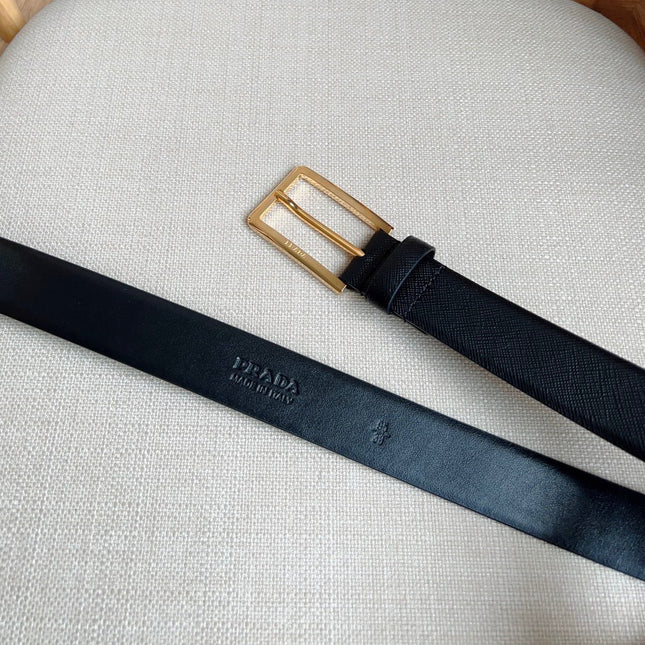 PRADA 25S BELT 30 MM IN BLACK CALFSKIN 580045