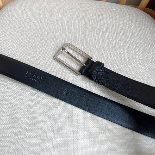 PRADA 25S BELT 30 MM IN BLACK CALFSKIN 585794