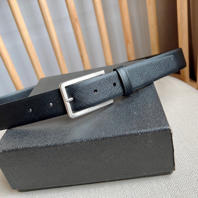 PRADA 25S BELT 30 MM IN BLACK CALFSKIN 585794