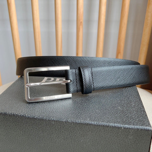 PRADA 25S BELT 30 MM IN BLACK CALFSKIN 585794
