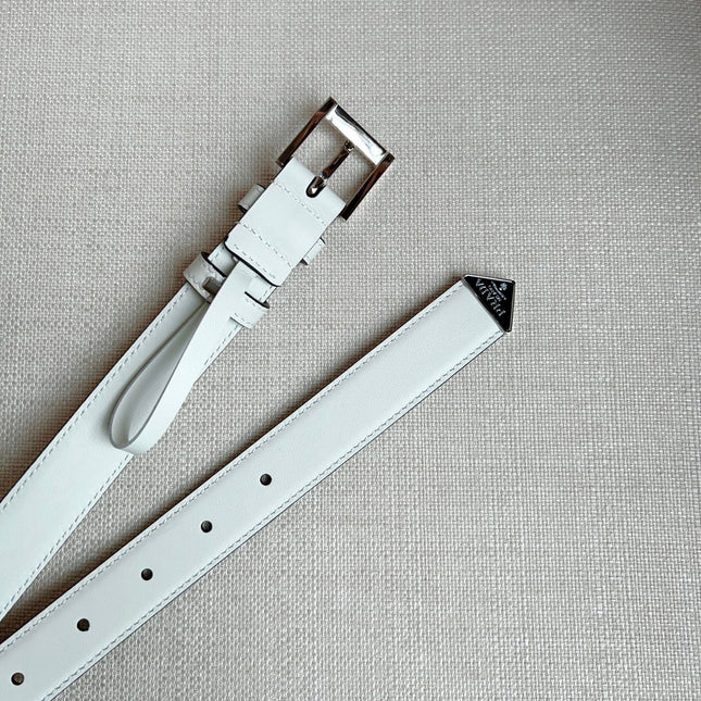 PRADA 25S BELT 25 MM IN WHITE CALFSKIN 585796