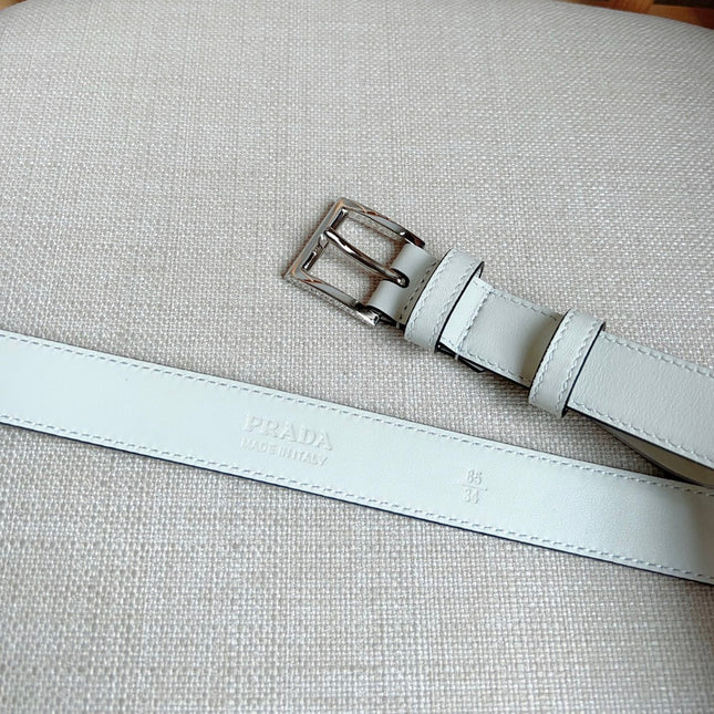 PRADA 25S BELT 25 MM IN WHITE CALFSKIN 585796
