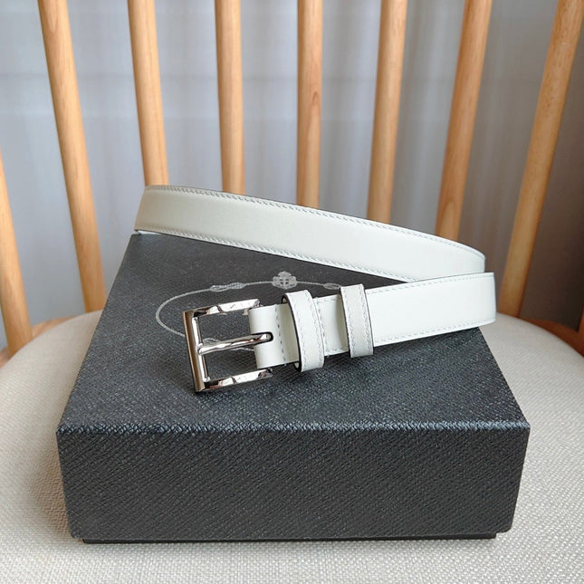 PRADA 25S BELT 25 MM IN WHITE CALFSKIN 585796