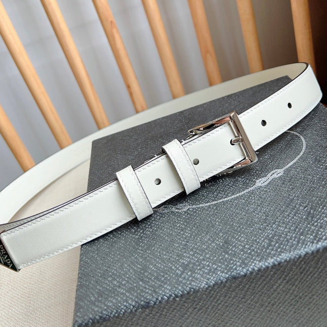 PRADA 25S BELT 25 MM IN WHITE CALFSKIN 585796
