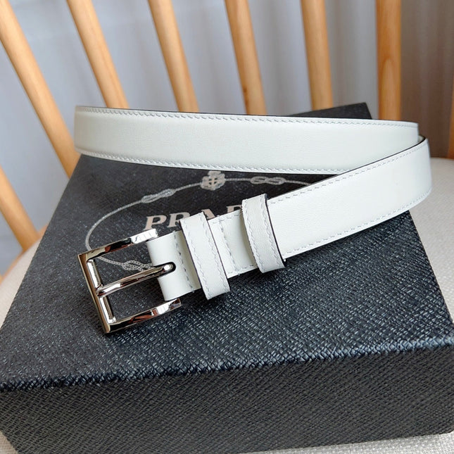 PRADA 25S BELT 25 MM IN WHITE CALFSKIN 585796
