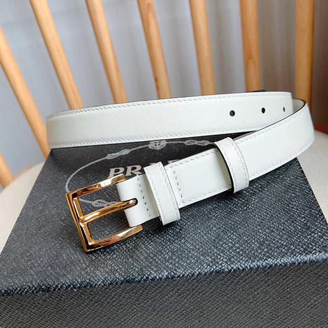 PRADA 25S BELT 25 MM IN WHITE CALFSKIN 585797