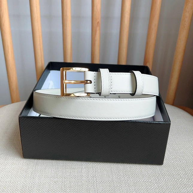 PRADA 25S BELT 25 MM IN WHITE CALFSKIN 585797