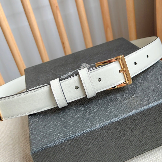 PRADA 25S BELT 25 MM IN WHITE CALFSKIN 585797