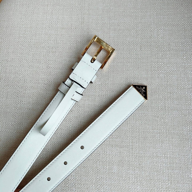 PRADA 25S BELT 25 MM IN WHITE CALFSKIN 585797