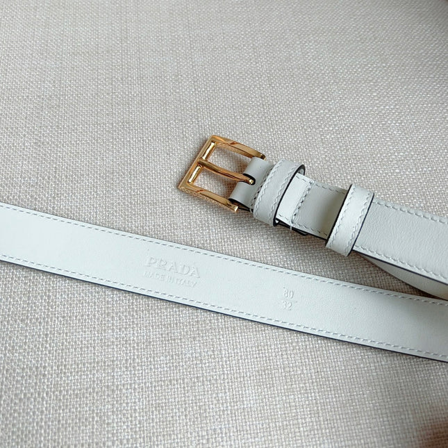 PRADA 25S BELT 25 MM IN WHITE CALFSKIN 585797