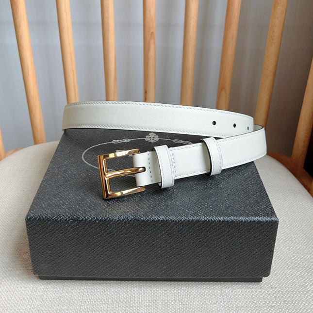 PRADA 25S BELT 25 MM IN WHITE CALFSKIN 585797