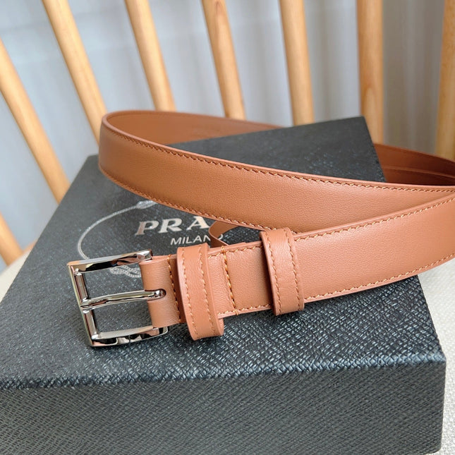 PRADA 25S BELT 25 MM IN BROWN CALFSKIN 585798