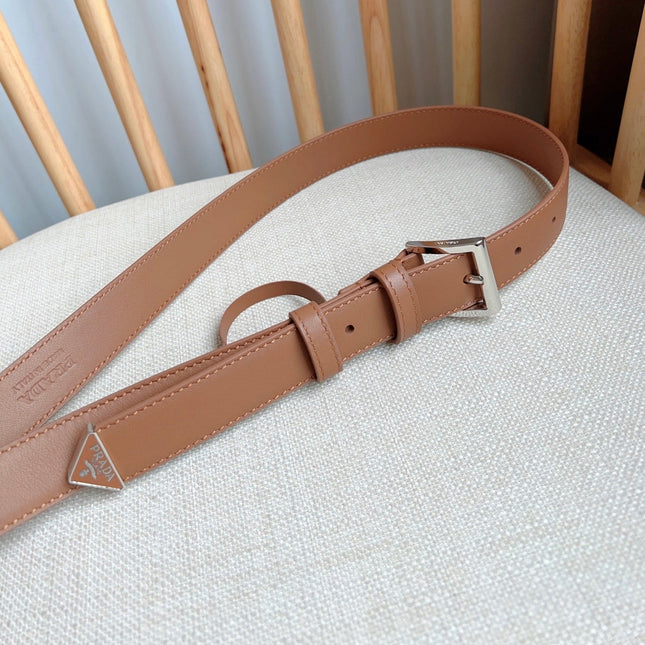 PRADA 25S BELT 25 MM IN BROWN CALFSKIN 585798