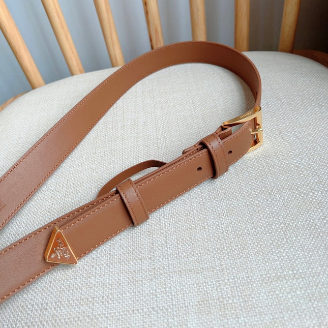 PRADA 25S BELT 25 MM IN BROWN CALFSKIN 585799