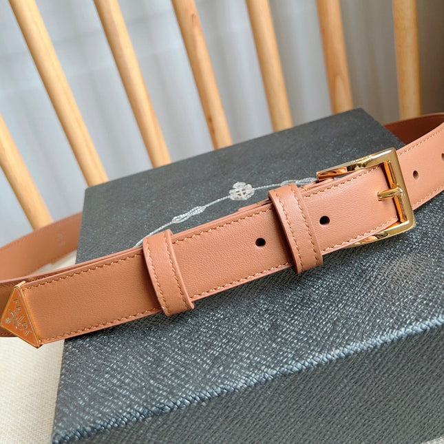 PRADA 25S BELT 25 MM IN BROWN CALFSKIN 585799