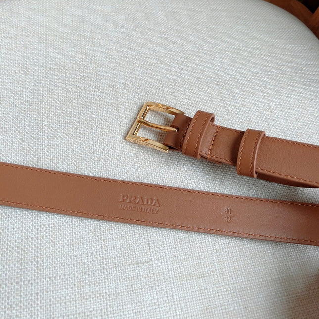 PRADA 25S BELT 25 MM IN BROWN CALFSKIN 585799