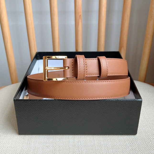 PRADA 25S BELT 25 MM IN BROWN CALFSKIN 585799