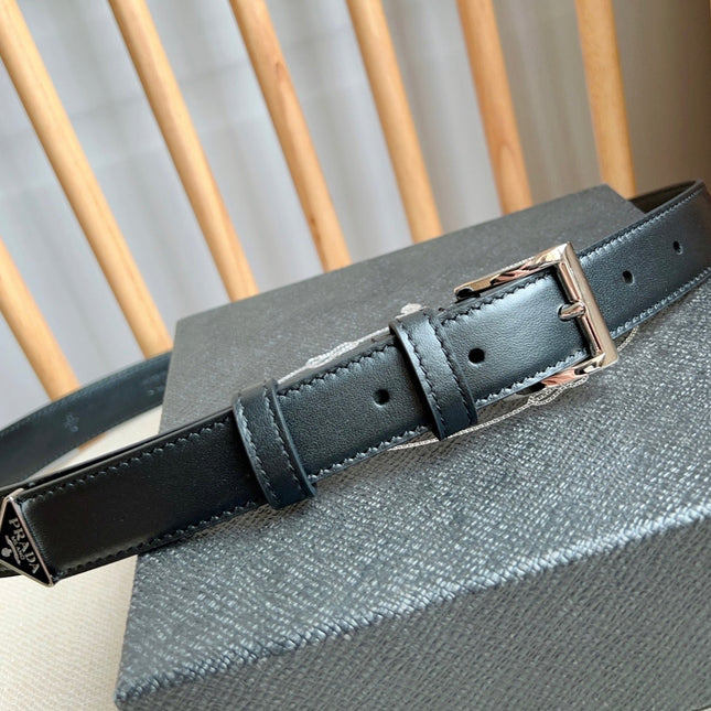 PRADA 25S BELT 25 MM IN BLACK CALFSKIN 585800