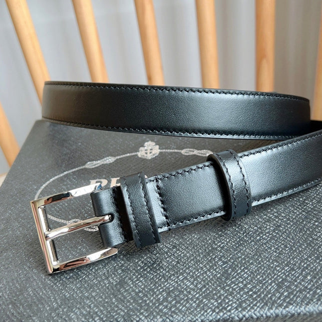 PRADA 25S BELT 25 MM IN BLACK CALFSKIN 585800