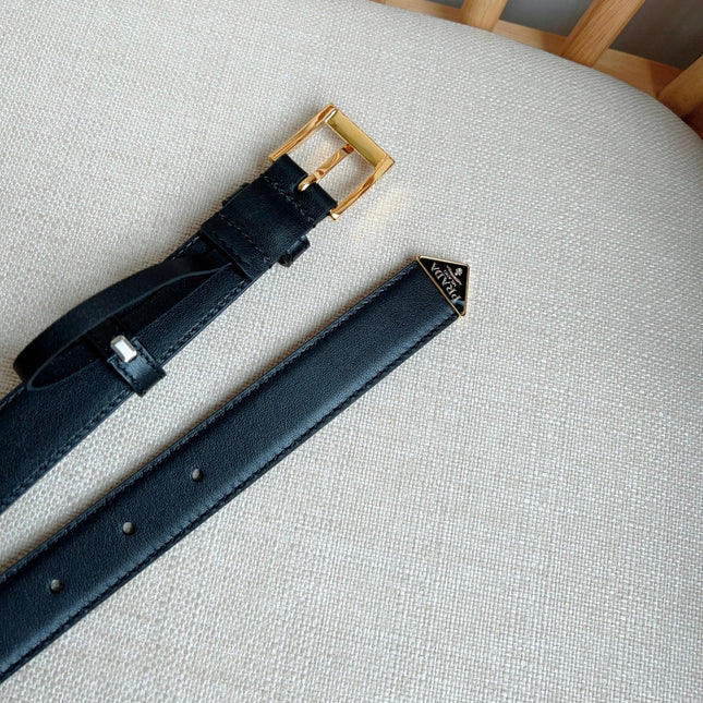 PRADA 25S BELT 25 MM IN BLACK CALFSKIN 585801