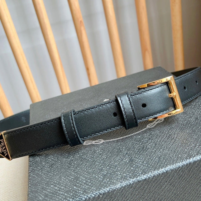 PRADA 25S BELT 25 MM IN BLACK CALFSKIN 585801