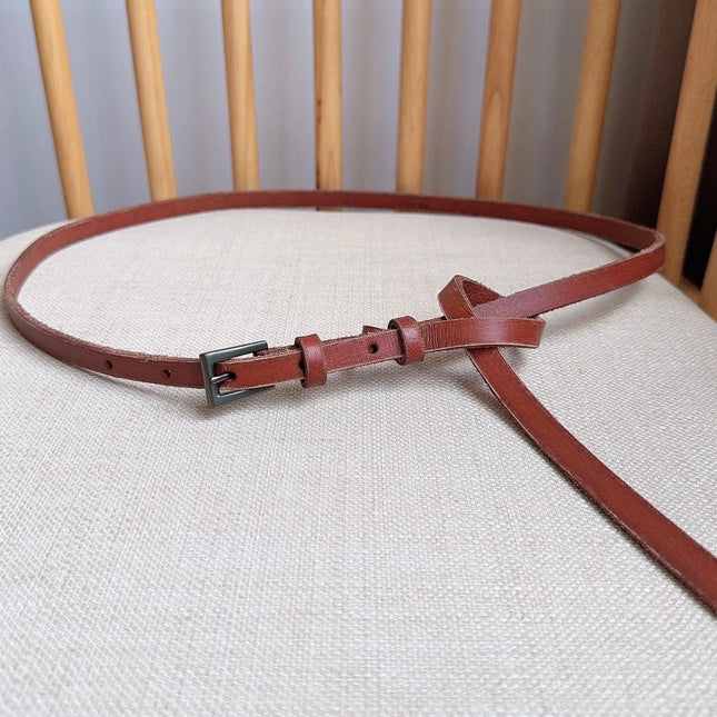 PRADA 25S BELT 10 MM IN REDDISH BROWN CALFSKIN 598368