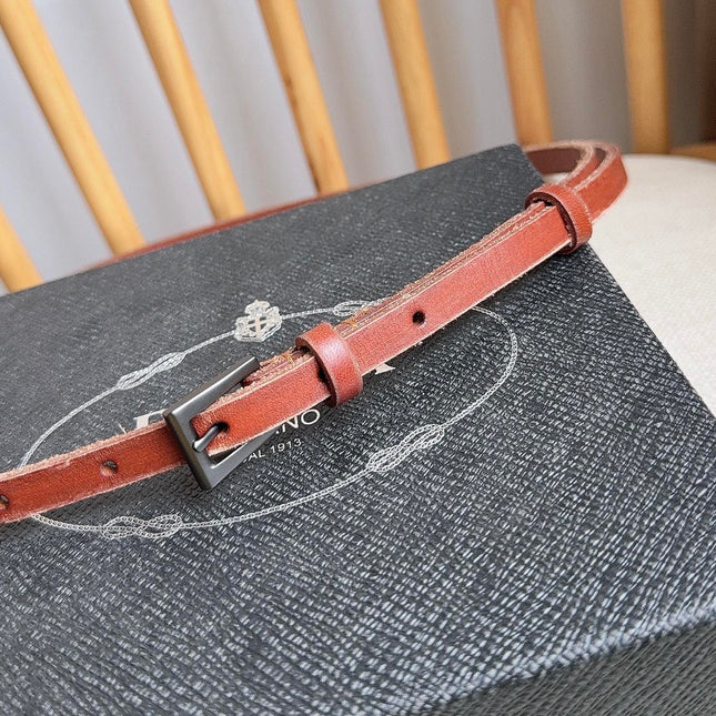PRADA 25S BELT 10 MM IN REDDISH BROWN CALFSKIN 598368