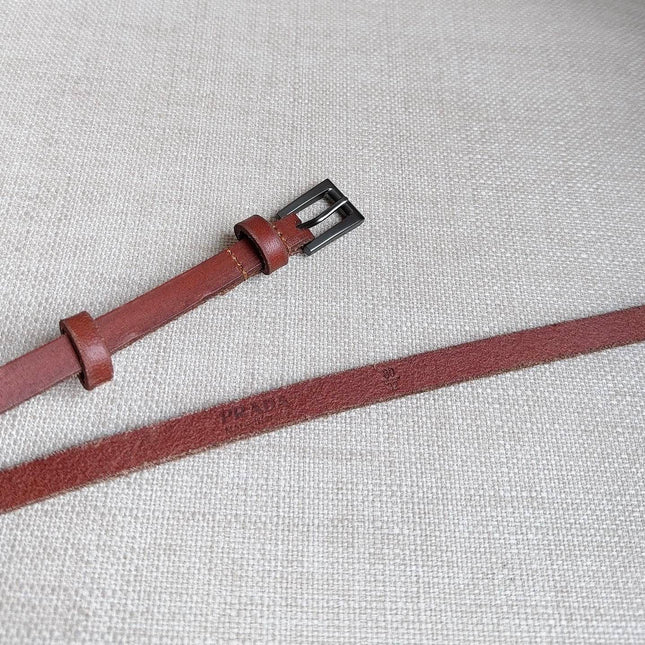 PRADA 25S BELT 10 MM IN REDDISH BROWN CALFSKIN 598368
