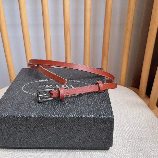 PRADA 25S BELT 10 MM IN REDDISH BROWN CALFSKIN 598368